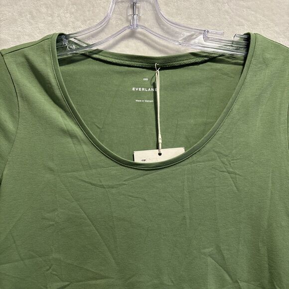 Everlane Women's Scoop Neck T Shirt Short Sleeve Stretch Jade Green Size XXS NWT - Picture 3 of 12